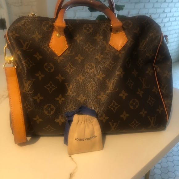 Louis Vuitton Brown and Tan Satchel with Monogram Design
